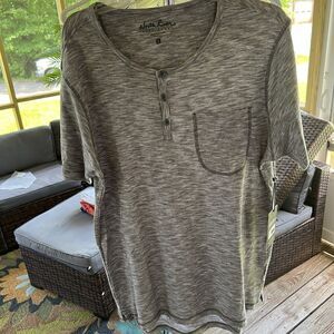 North River Outfitters Gray Henley Neckline‎ Shirt (Large) Cotton NEW